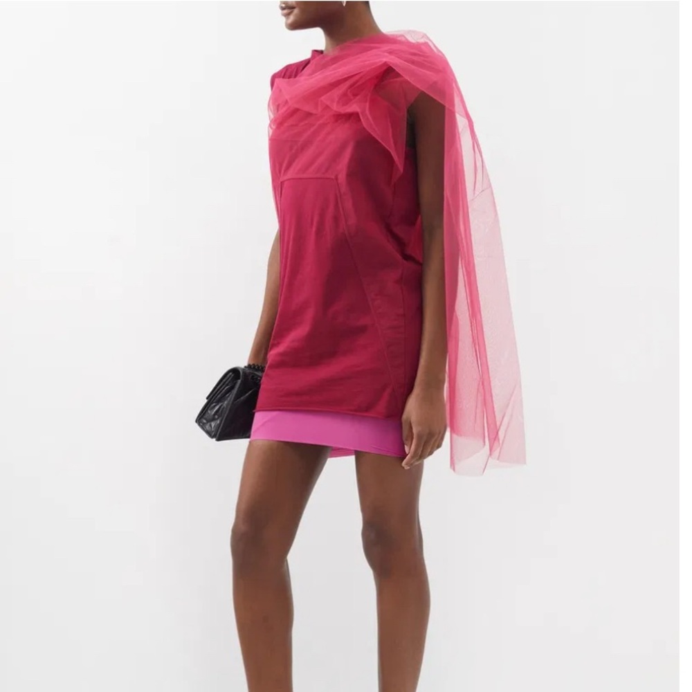 🆕 Rick Owens Tulle Cape T-Shirt